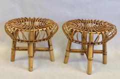 Franco Albini Pair of Italian Mid Century Modern Rattan and Bamboo Stools by Franco Albini - 1696177