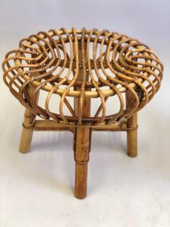 Franco Albini Pair of Italian Mid Century Modern Rattan and Bamboo Stools by Franco Albini - 1696187