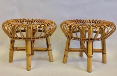 Franco Albini Pair of Italian Mid Century Modern Rattan and Bamboo Stools by Franco Albini - 1696202