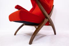 Franco Albini Red Mid Century Modern Fiorenza Armchair by Franco Albini for Arflex - 2565401