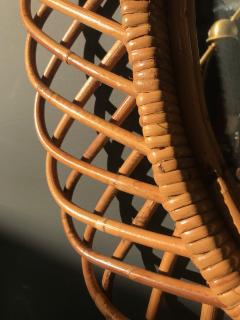 Franco Albini Vintage Rattan Oval Wall Mirror Italy circa 1960s - 1215521