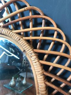 Franco Albini Vintage Rattan Oval Wall Mirror Italy circa 1960s - 1215522