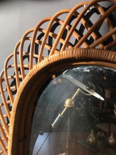 Franco Albini Vintage Rattan Oval Wall Mirror Italy circa 1960s - 1215525