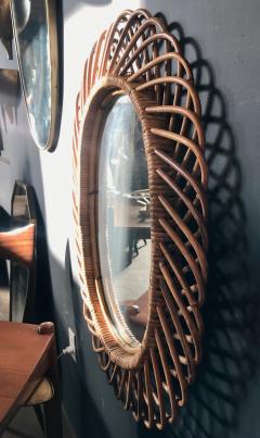 Franco Albini Vintage Rattan Oval Wall Mirror Italy circa 1960s - 1215526