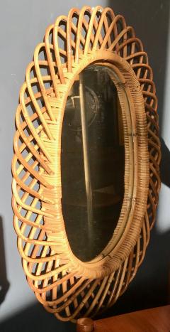 Franco Albini Vintage Rattan Oval Wall Mirror Italy circa 1960s - 1215527