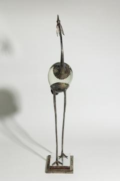 Franco Lafini Italian Mid Century SIlver Plate and Crystal Crane - 4656038