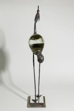 Franco Lafini Italian Mid Century SIlver Plate and Crystal Crane - 4656040