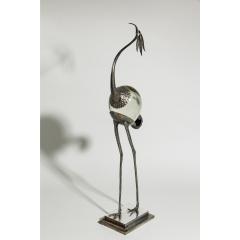 Franco Lafini Italian Mid Century SIlver Plate and Crystal Crane - 4682989