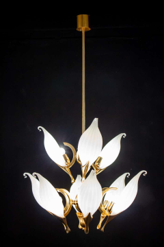 Franco Luce Fantastic Franco Luce for Seguso Murano Glass and Brass Chandelier 1970s - 1445659