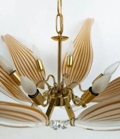 Franco Luce Franco Luce Seguso Brass Murano Glass 6 Light Chandelier Canopy and Chain - 4079217