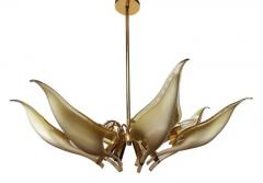 Franco Luce Mid Century Italian Modern Glass Brass Murano Chandelier by Franco Luce - 3192910