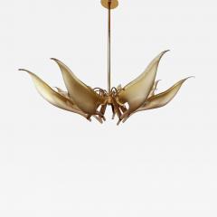 Franco Luce Mid Century Italian Modern Glass Brass Murano Chandelier by Franco Luce - 3194638