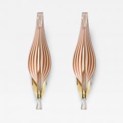 Franco Luce Mid Century Modernist Hand Blown Murano Glass Leaf Sconces by Franco Luce - 3560495