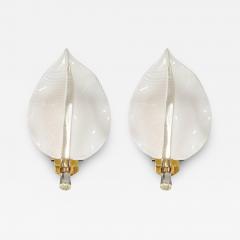 Franco Luce Pair of Mid Century Hand Blown Murano Glass Striated Leaf Sconces by Franco Luce - 4039460