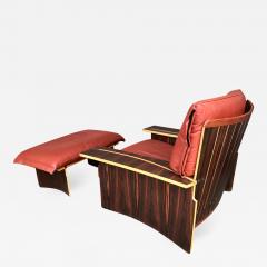Franco Poli Lounge Chair Wood Leather by Poli and Fiori for Bernini Italy 1979 - 708294