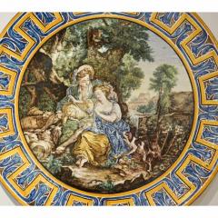 Francois Boucher 1870s French Rococo Revival Yellow Blue White Enamel Pottery Wall Art Plaque - 1100693