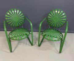 Francois Carr Pair of Fran ois Carre Sunburst Metal Rocking Chairs France 1930s - 4358805