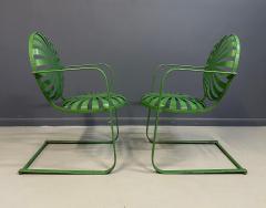 Francois Carr Pair of Fran ois Carre Sunburst Metal Rocking Chairs France 1930s - 4358806
