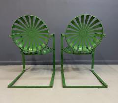 Francois Carr Pair of Fran ois Carre Sunburst Metal Rocking Chairs France 1930s - 4358810