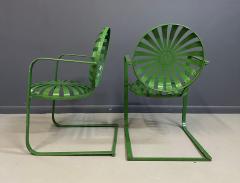 Francois Carr Pair of Fran ois Carre Sunburst Metal Rocking Chairs France 1930s - 4358812