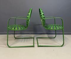 Francois Carr Pair of Fran ois Carre Sunburst Metal Rocking Chairs France 1930s - 4358821