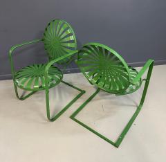 Francois Carr Pair of Fran ois Carre Sunburst Metal Rocking Chairs France 1930s - 4358823