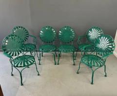 Francois Carr Set of Six 1940s Iron Steel Garden Patio Bistro Cafe Chairs by Francois Carr  - 4046853