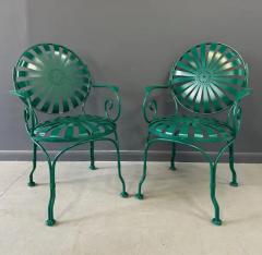 Francois Carr Set of Six 1940s Iron Steel Garden Patio Bistro Cafe Chairs by Francois Carr  - 4046855