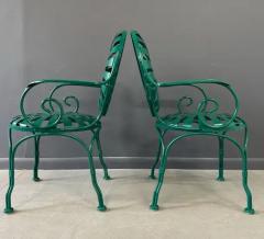 Francois Carr Set of Six 1940s Iron Steel Garden Patio Bistro Cafe Chairs by Francois Carr  - 4046875