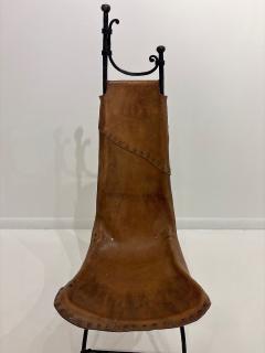 Francois Thevenin Pair of Wrought Iron and Leather Attributed to Sido and Fran ois Th venin - 4603667