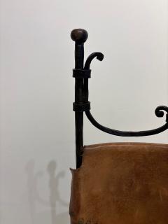 Francois Thevenin Pair of Wrought Iron and Leather Attributed to Sido and Fran ois Th venin - 4603668