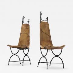 Francois Thevenin Pair of Wrought Iron and Leather Attributed to Sido and Fran ois Th venin - 4603756