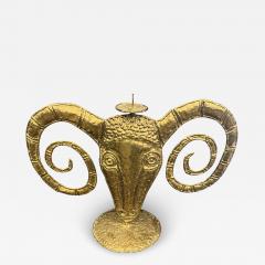 Francois Xavier Lalanne FORGED BRASS RAM HEAD CANDLE HOLDER IN THE MANNER OF FRANCOIS XAVIER LALANNE - 4070316