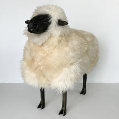 Francois Xavier Lalanne Lalanne Style Carved Wooden Sheep in Natural Sheepskin - 1043349