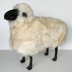 Francois Xavier Lalanne Lalanne Style Carved Wooden Sheep in Natural Sheepskin - 1043350