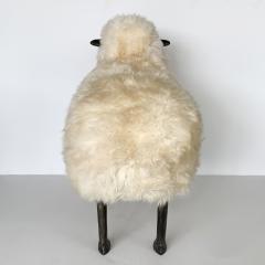 Francois Xavier Lalanne Lalanne Style Carved Wooden Sheep in Natural Sheepskin - 1043351