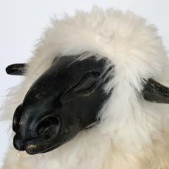 Francois Xavier Lalanne Lalanne Style Carved Wooden Sheep in Natural Sheepskin - 1043355