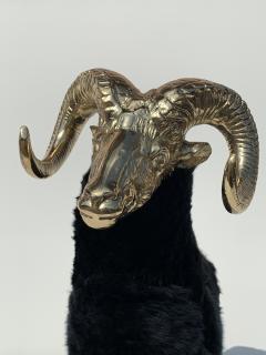 Francois Xavier Lalanne Polished Brass Ram or Sheep Sculpture in Black Fur - 945652