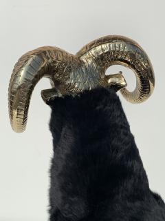 Francois Xavier Lalanne Polished Brass Ram or Sheep Sculpture in Black Fur - 945653