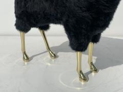 Francois Xavier Lalanne Polished Brass Ram or Sheep Sculpture in Black Fur - 945656