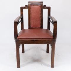 Frank Brangwyn Sir Frank Brangwyn attr Pair of Arts Crafts mahogany armchairs Chinese style - 4191763