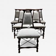 Frank Kyle 1950s Frank Kyle Set of Six Gray Dining Chairs Sculptural Mexican Mahogany - 3315548
