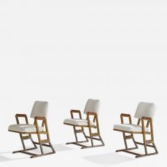 Frank Lloyd Wright Armchairs with Metal Wood and Fabric USA 1955 - 4771316