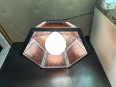 Frank Lloyd Wright Copper and Stained Glass Light Fixture Style of Frank Lloyd Wright - 3840787