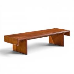 Frank Lloyd Wright Frank Lloyd Wright Taliesin Mid Century Carved Mahogany Bench Coffee Table - 4582004