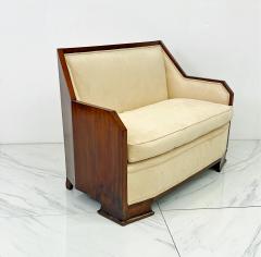 Frank Lloyd Wright French Art Deco Mahogany Wrapped Settee 1940s - 3849196