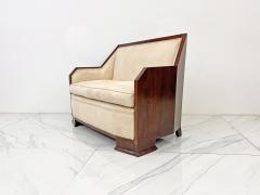 Frank Lloyd Wright French Art Deco Mahogany Wrapped Settee 1940s - 3849197