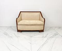 Frank Lloyd Wright French Art Deco Mahogany Wrapped Settee 1940s - 3849202