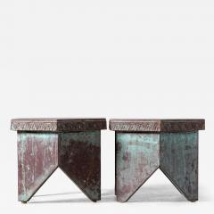 Frank Lloyd Wright Pair of Copper Stools Tables by Frank Lloyd Wright 1956 - 3707220