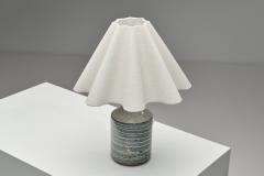 Frank Milo Tromborg White and Blue Glazed Stoneware Table Lamp by Frank Milo Tromborg Denmark 1970s - 4776569